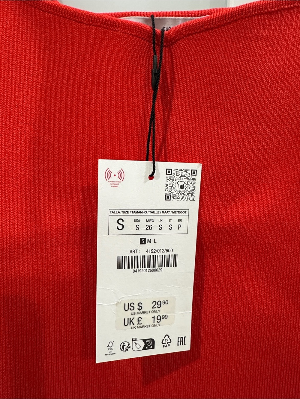 Zara Red Square-Neck Ribbed Tank - Picture 2 of 6